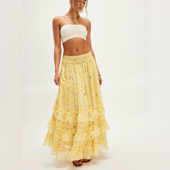 NWT Free People Morning Mist Maxi Set, yellow, size M - Picture 6 of 9